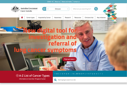 Cancer Australia website screen shot